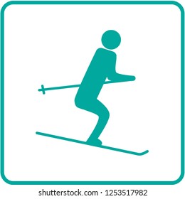 Vector illustration of skiers. Sports men and women in the ski resort.