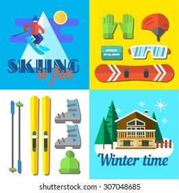Vector illustration skiing is fine. Flat style.