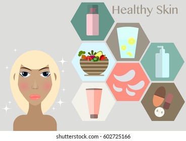 Vector illustration of skin care tips,healthy skin