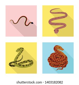 Vector illustration of skin and reptile icon. Collection of skin and danger stock symbol for web.