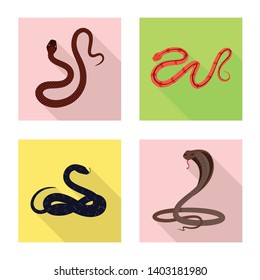 Vector illustration of skin and reptile symbol. Set of skin and danger stock symbol for web.