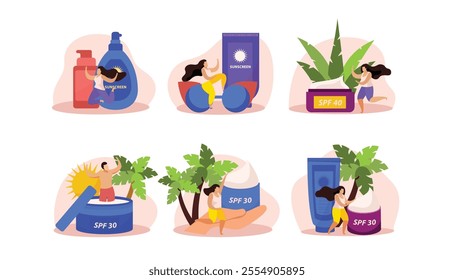 vector illustration skincare collection fun design concept