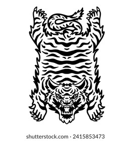 vector illustration of a skinned tiger with a unique and cool art style for a design