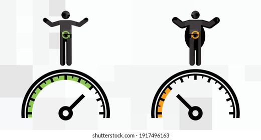 vector illustration of skinny and obese person with fast and slow metabolism visual