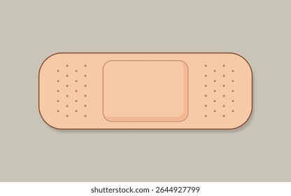 Ilustração vetorial de um curativo adesivo médico com tom de pele. Útil para tratamento de feridas, primeiros socorros e gráficos relacionados à saúde. Estilo plano em fundo neutro