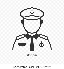 Vector illustration of skipper icon in dark color and transparent background(png).