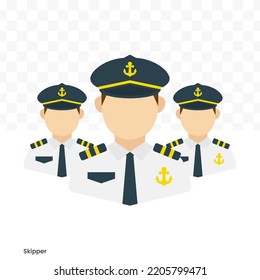 Vector Illustration Of Skipper Team Avatar In Color On A Transparent Background (PNG). EPS Vector