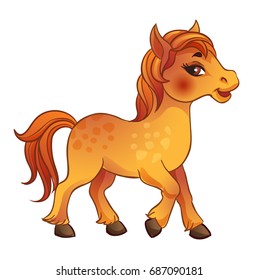 Vector Illustration of skipping beautiful horse. Isolated on a white background.
