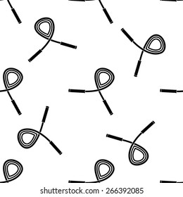 Vector illustration of skipping rope seamless pattern. Black and white background.