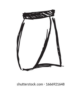 Vector Illustration of Skirt Fashion Icon on Isolated Background. Use This Hand Drawing or Sketch Icon For Graphic Design, Poster, Shirt Design and More.