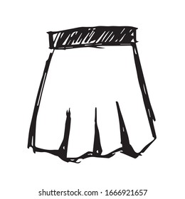 Vector Illustration of Skirt Fashion Icon on Isolated Background. Use This Hand Drawing or Sketch Icon For Graphic Design, Poster, Shirt Design and More.