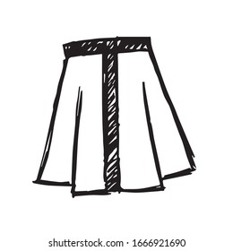 Vector Illustration of Skirt Fashion Icon on Isolated Background. Use This Hand Drawing or Sketch Icon For Graphic Design, Poster, Shirt Design and More.