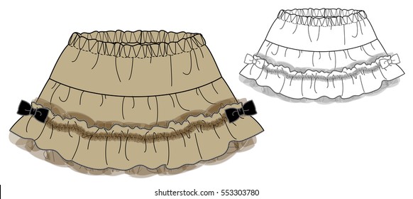Vector illustration of skirt Front and back views