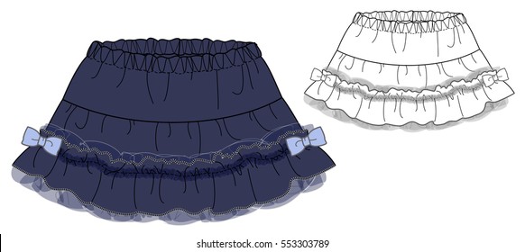 Vector illustration of skirt Front and back views