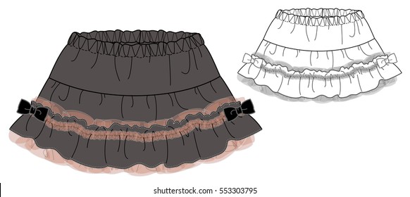 Vector illustration of skirt Front and back views