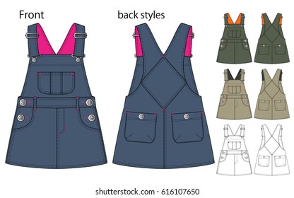Vector illustration of skirt Front and back views
