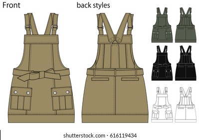 Vector illustration of skirt Front and back views