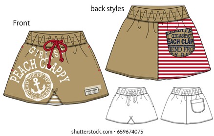 Vector illustration of Skirt. Front and back views