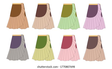 Vector illustration of skirts isolated on white background