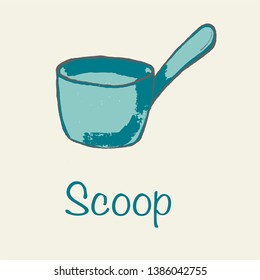 Vector illustration of a skoop blue on a beige background. Suitable for all types of printing.