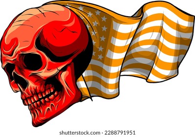 vector illustration of skull with american flag. digital hand draw design