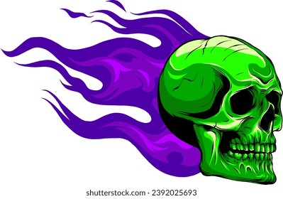 ilustración vectorial del cráneo con bandera estadounidense. dibujo a mano digital