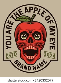 Vector illustration skull apple head