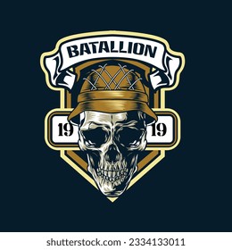 Vector illustration of Skull army badge