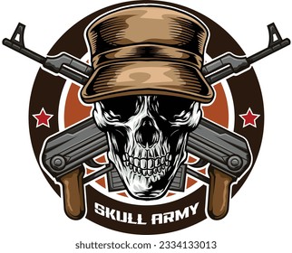 Vector illustration of Skull army badge