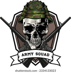 Vector illustration of Skull army badge