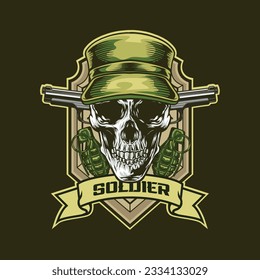 Ilustración vectorial de la insignia del ejército Skull