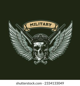 Vector illustration of Skull army badge