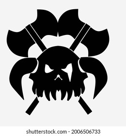 Ilustración vectorial del cráneo y el hacha. Muy bueno para los tatuajes