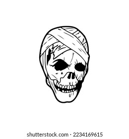 vector illustration of a skull with bandages