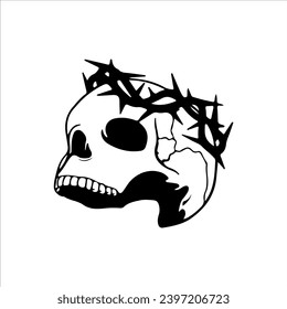 vector illustration of a skull with barbed wire
