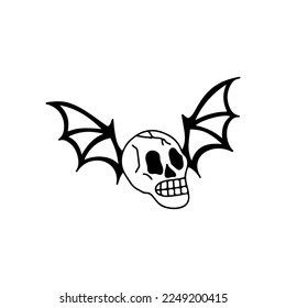  vector illustration of a skull with bat wings