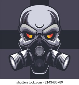 vector illustration of skull with bomber mask, great for logo design or t-shirt design