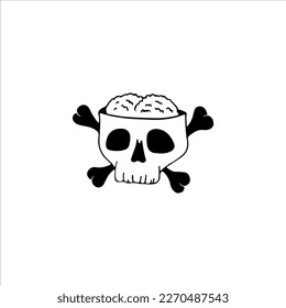 vector illustration of a skull with a brain
