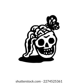 vector illustration of a skull with a butterfly