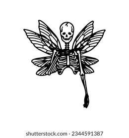 vector illustration of a skull with butterfly wings