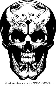 vector illustration of skull cartoon