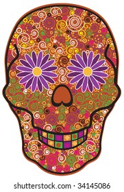 A vector illustration of a skull celebrating The Day of The Dead