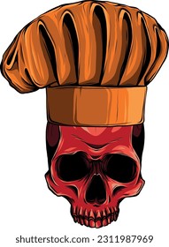 vector illustration of skull in chef hat