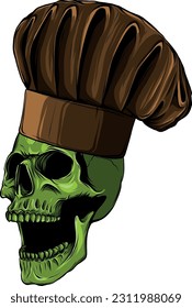 vector illustration of skull in chef hat