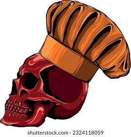 vector illustration of skull in chef hat