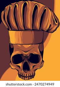 vector illustration of skull in chef hat