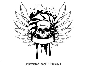 Vector  illustration skull of cook with knifes