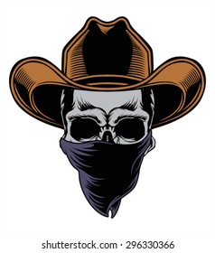 Vector Illustration : Skull Cowboy