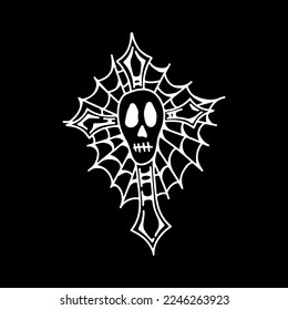 vector illustration of a skull with a cross