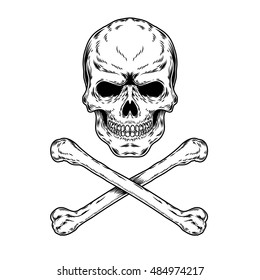 Vector illustration of a skull and crossbones